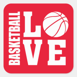 Sticker Carré Red Basketball Love, Basketball