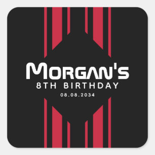 Sticker Carré Red Black Racing Voiture Stripe Anniversaire