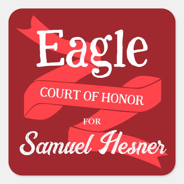 Sticker Carré Red, Burgundy Eagle Scout Court of Honor Party (Devant)