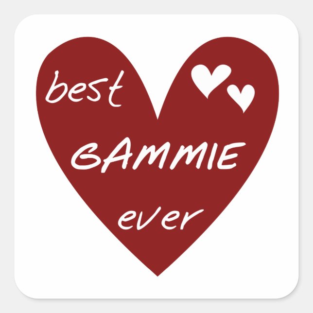 Sticker Carré Red Heart Best Gammie Ever Tshirts et cadeaux (Devant)