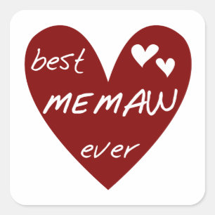 Sticker Carré Red Heart Best Memaw Ever T-shirts et cadeaux