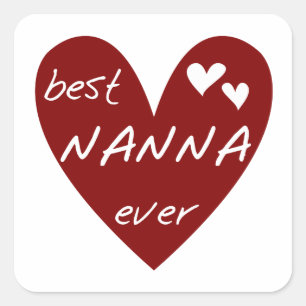 Sticker Carré Red Heart Best Nanna T-shirts et cadeaux Ever