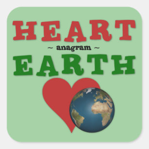 Sticker Carré Red Heart est un anagram pour Green Earth