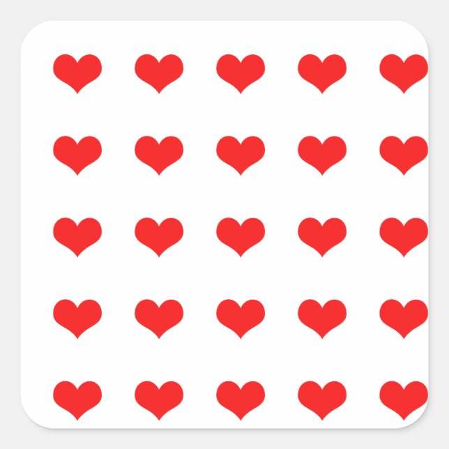 Sticker Carré Red Heart Motif Mariages Saint Valentin (Devant)