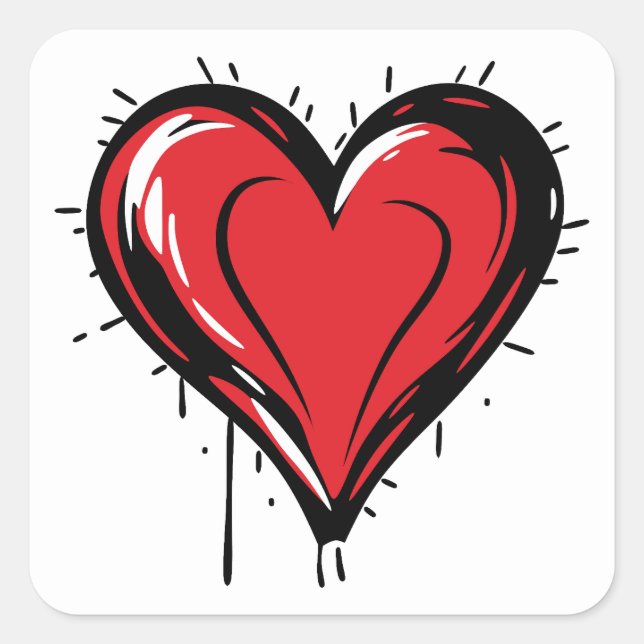Sticker Carré Red Heart with Bloody (Devant)