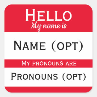 Sticker Carré Red Hello Pronouns