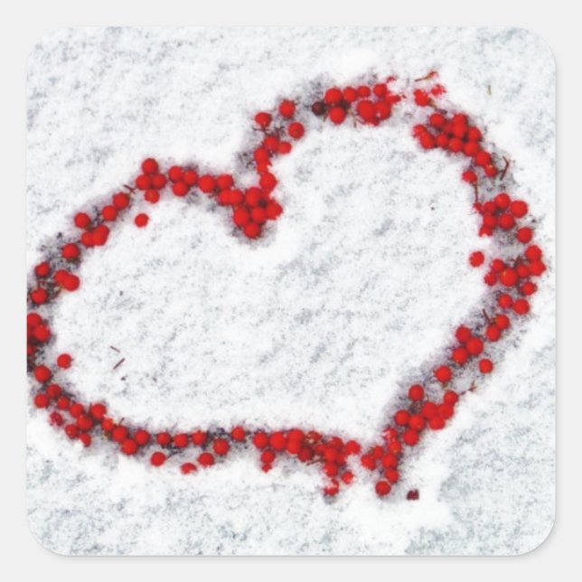 Sticker Carré Red Holly Berry Heart (Devant)