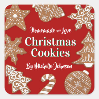Sticker Carré Red Homemade Christmas Cookies