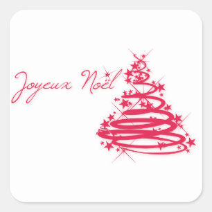 Sticker Carré Red Joyeux Noël avec sapin de Noël
