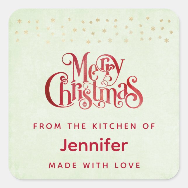 Sticker Carré Red Joyeux Noël Typographie Festive Police (Devant)