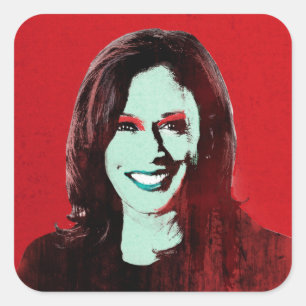 Sticker Carré Red Kamala Harris Pop Art