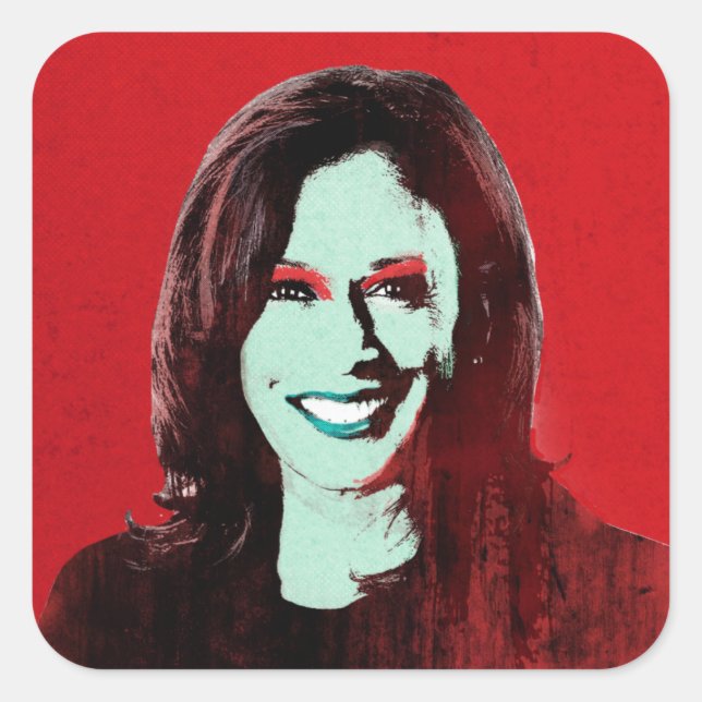 Sticker Carré Red Kamala Harris Pop Art (Devant)