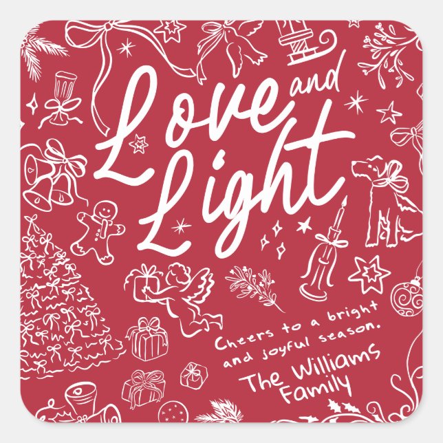 Sticker Carré Red Love and Light Christmas  (Devant)