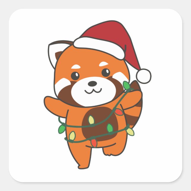 Sticker Carré Red Panda Christmas Animaux d'hiver Red Pandas Squ (Devant)