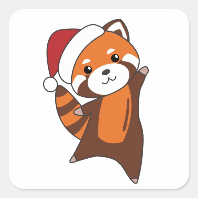 Sticker Carré Red Panda Christmas Snow Winter Animals Pandas (Devant)