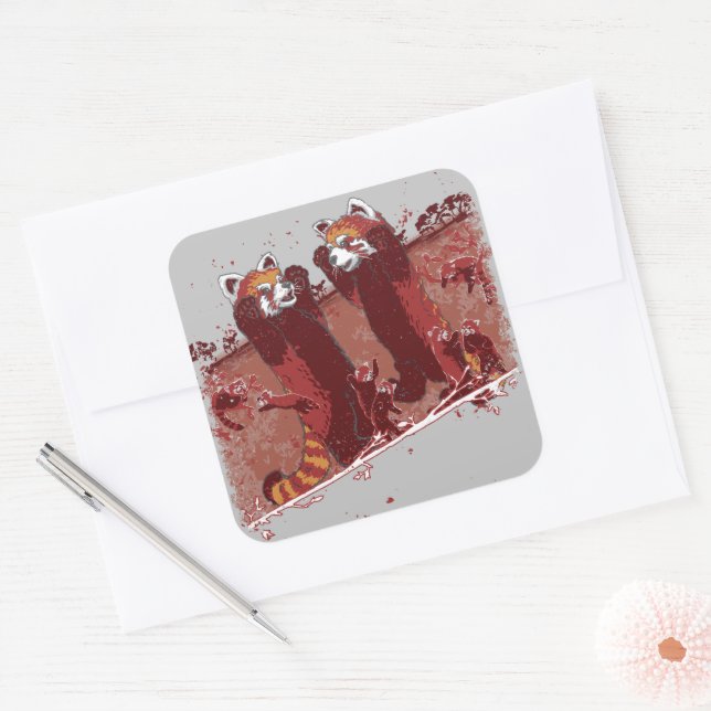 Sticker Carré Red Panda Fury (Enveloppe)