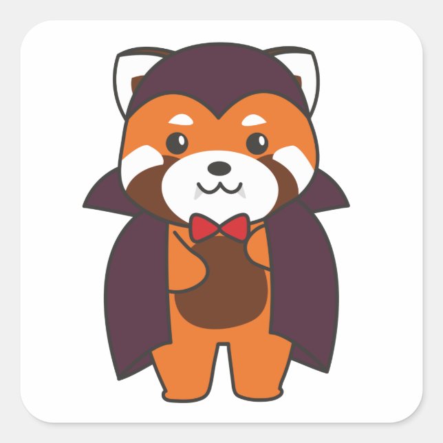 Sticker Carré Red Panda Halloween Cute Devil Vampire Costume Squ (Devant)