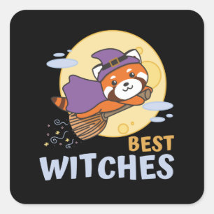 Sticker Carré Red Panda Halloween sorcières pour enfants meilleu