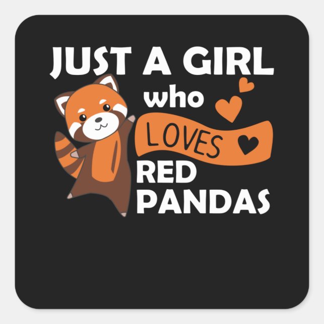 Sticker Carré Red Pandas Girl Love Red Panda Kawaii Cute Animaux (Devant)