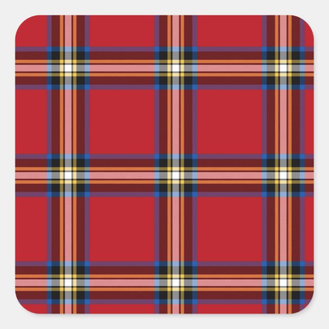 Sticker Carré Red Plaid, Royal Stewart Tartan (Devant)