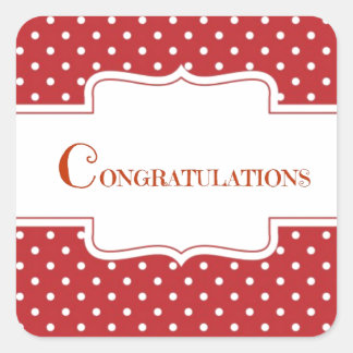 Sticker Carré Red Polka Dot Félicitations