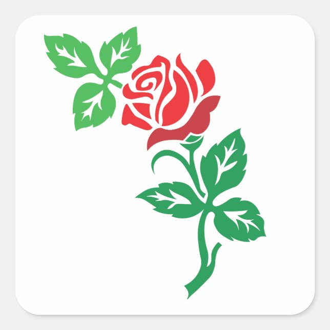 Sticker Carré Red Rose Flower Design – Classic Floral Beauty (Devant)