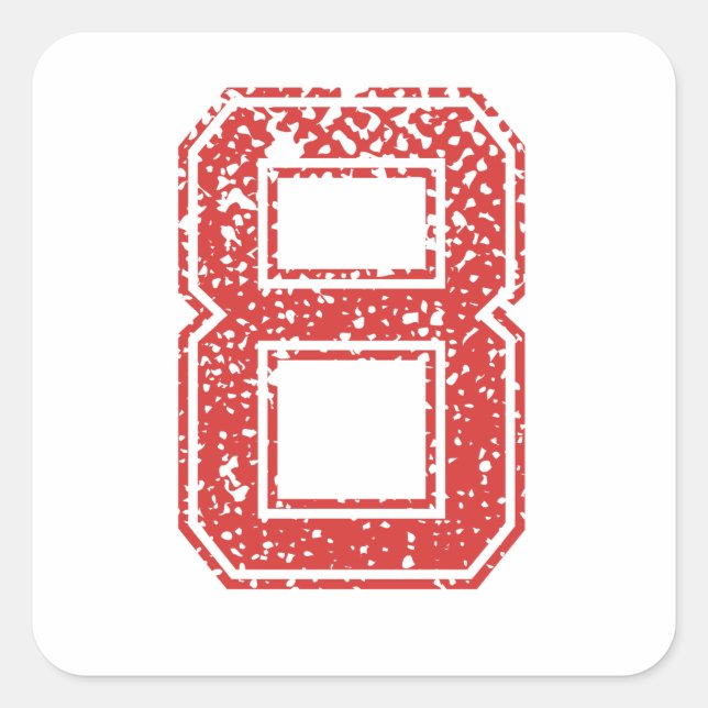 Sticker Carré Red Sports Jerzee Numéro 8 (Devant)