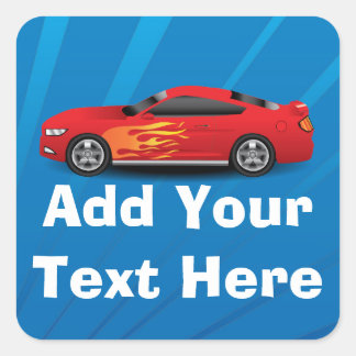 Sticker Carré Red Sports Voiture Flame Enfants Garçons Personnal