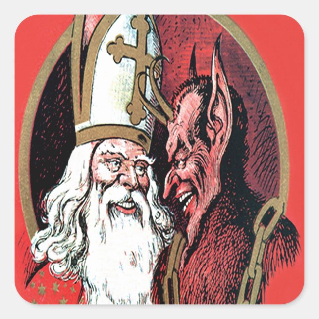 Sticker Carré Red St Nicholas Krampus (Devant)