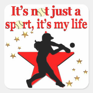 STICKER CARRÉ RED STAR SOFTBALL EST MON CONCEPTION DE VIE