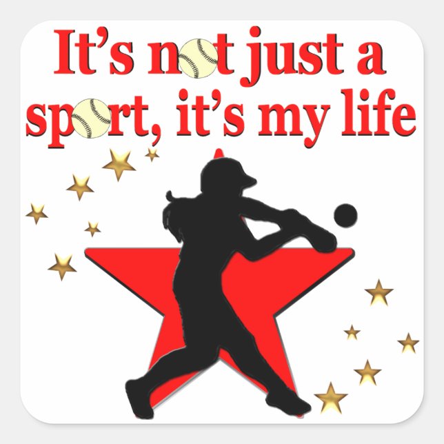 STICKER CARRÉ RED STAR SOFTBALL EST MON CONCEPTION DE VIE (Devant)