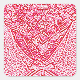 Sticker Carré Red Valentine Floral Hearts
