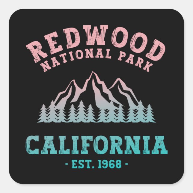 Sticker Carré Redwood National Park California Gradient (Devant)