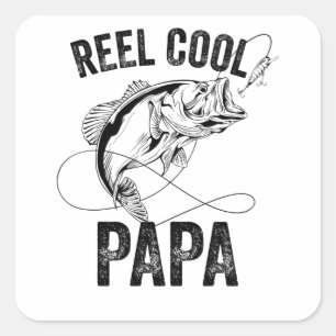Sticker Carré Reel Cool Papa Fête des pères Pêche Cadeau Pêcheur