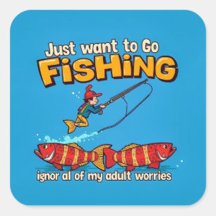Sticker Carré Reel en Relaxation : Évasion Adulte avec la pêche