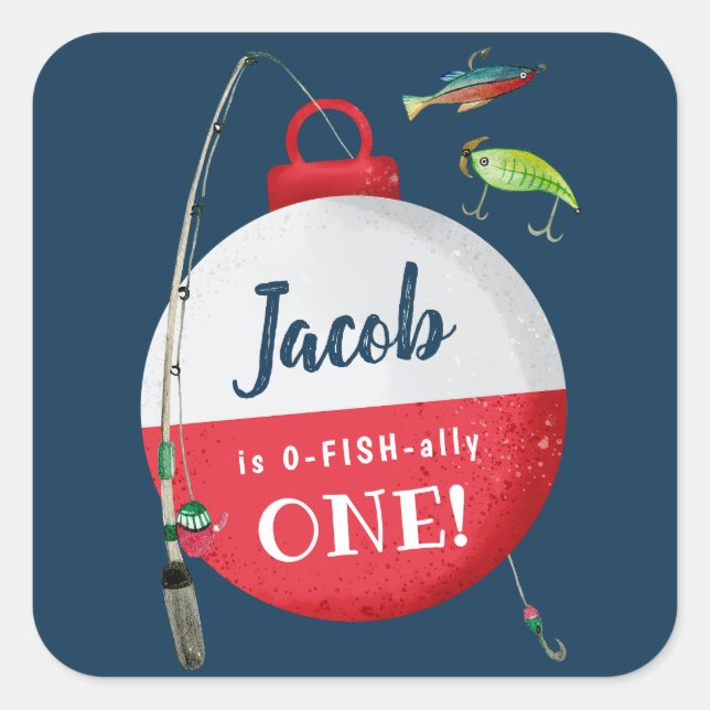 Sticker Carré Reeling dans le grand one Fishing Anniversaire (Devant)