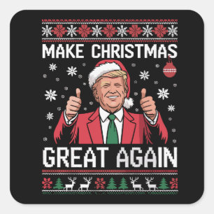 Sticker Carré Refaire Noël Grande Encore Trump Pyjama Noël Moche