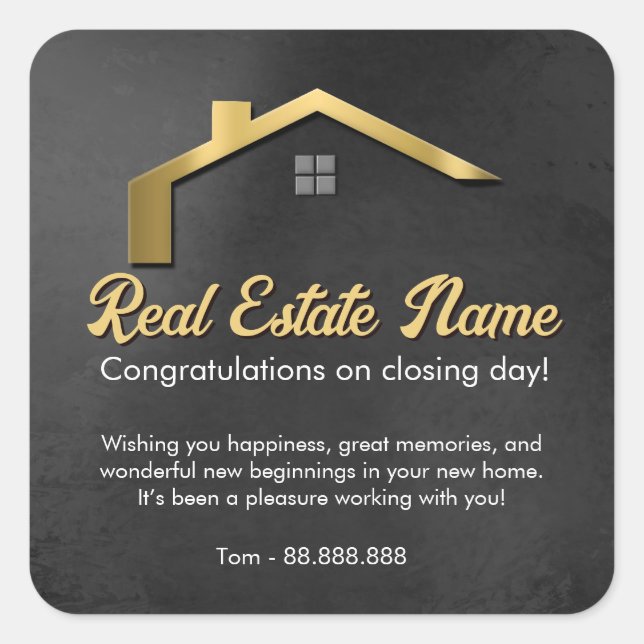 Sticker Carré Referral Real Estate Thank You business Square Squ (Devant)