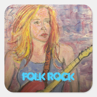 Sticker Carré réflexions folk rock girl