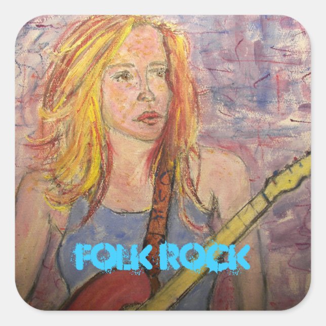 Sticker Carré réflexions folk rock girl (Devant)