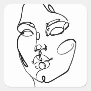 Sticker Carré Réflexions linéaires - Face