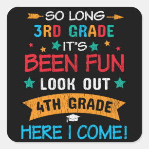 Sticker Carré Regarde En 4e Année Je Reviens À L'École