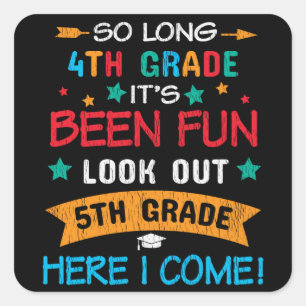 Sticker Carré Regarde En 5e Année Je Reviens À L'École