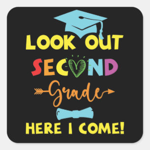 Sticker Carré Regardez la deuxième année ici je viens nouveau 2e