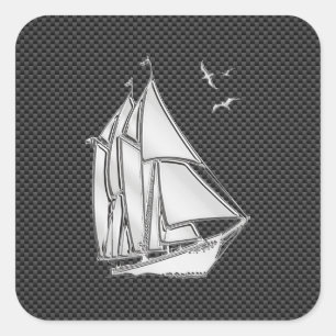 Sticker Carré Regatta Sailboat on Carbon Fiber Style