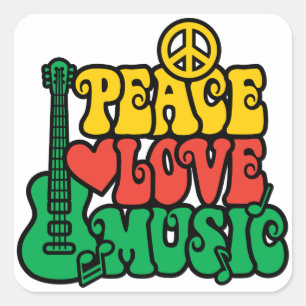 Sticker Carré Reggae peace love music