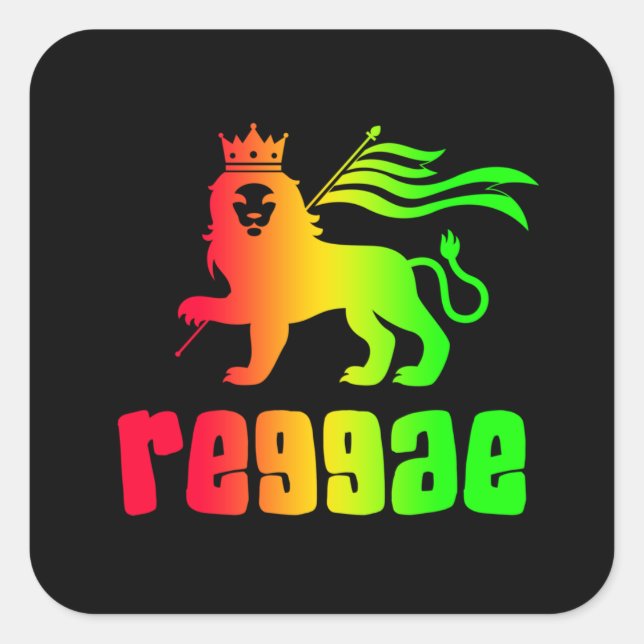 Sticker Carré Reggae Rasta Lion (Devant)