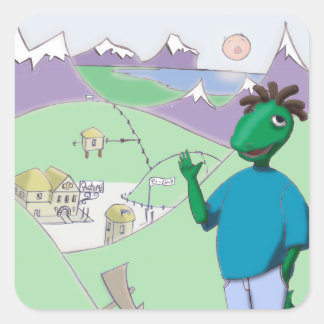 Sticker Carré Reggie Rapasaurus peut rester avec vous n'importe