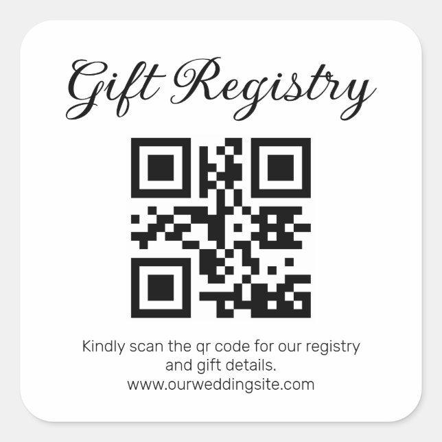 Sticker Carré registre de cadeaux élégant minimaliste code QR ma (Devant)