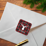 Sticker Carré Reindeer Buffle rouge et noir Plaid Christmas<br><div class="desc">La conception du produit présente une silhouette d'un renne sur un motif classique à plis de buffle rouge et noir. Combinée à votre propre texte personnalisé,  cette composition crée des autocollants carrés rustiques,  modernes et uniques pour les fêtes de Noël ou toute autre occasion spéciale !</div>